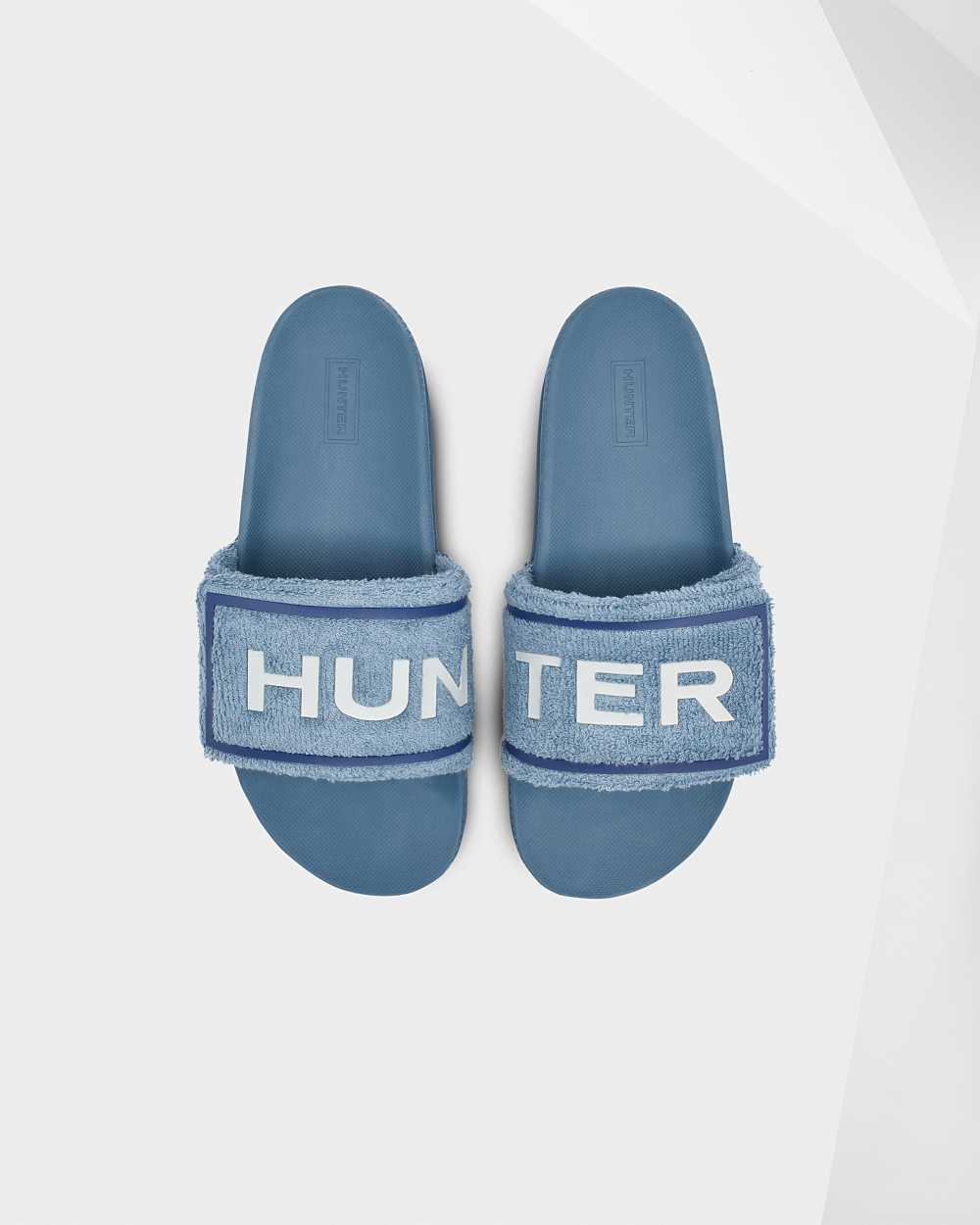 Hunter Original Verstellbare Frottee-Logo-Pantoletten Damen - Hunter Sandalen Blau | Deutschland 572